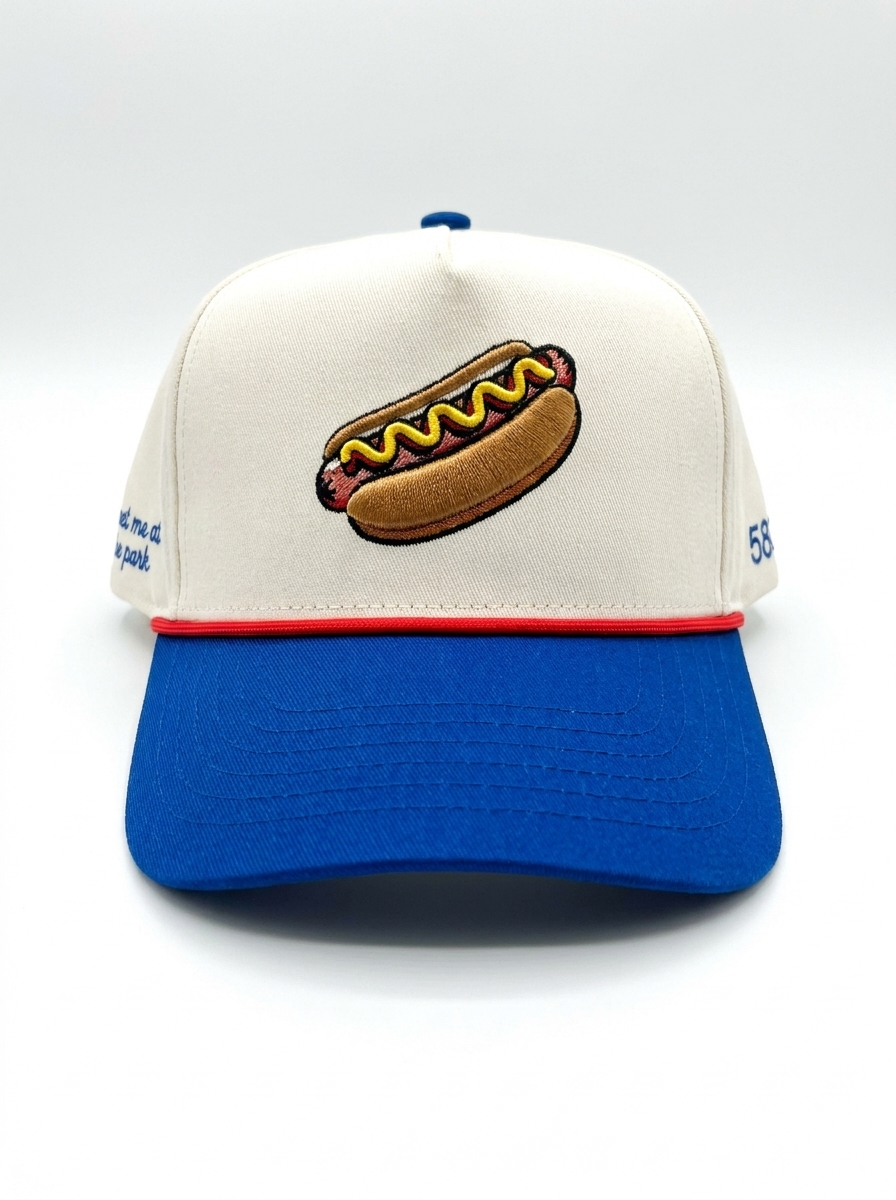 Red white and blue hot dog hat