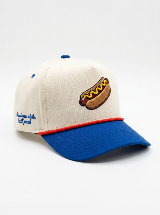 Red white and blue hot dog hat