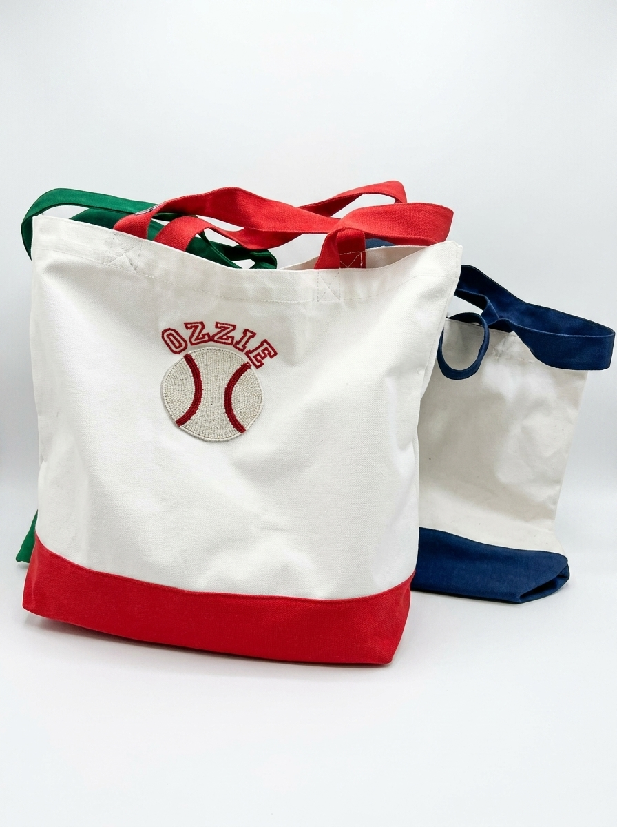 Custom beaded baseball tote