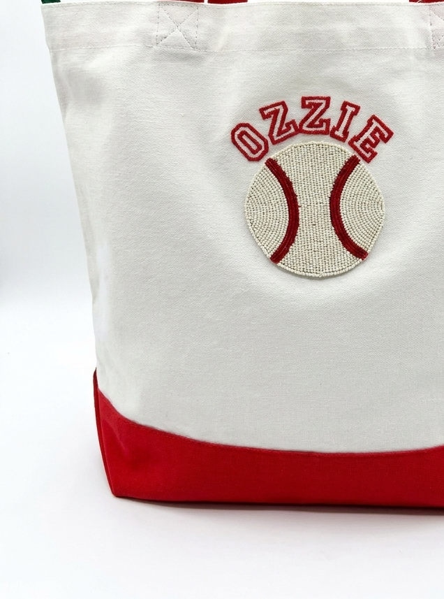 Custom beaded baseball tote